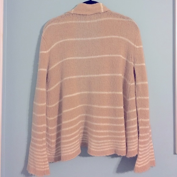 Free People tan & white stripe open cardigan. XS - Picture 4 of 6